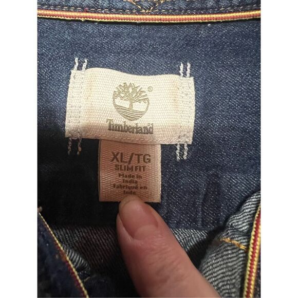 Timberland Men’s Button Down Denim Shirt Sz XL Slim Fit - Picture 3 of 7